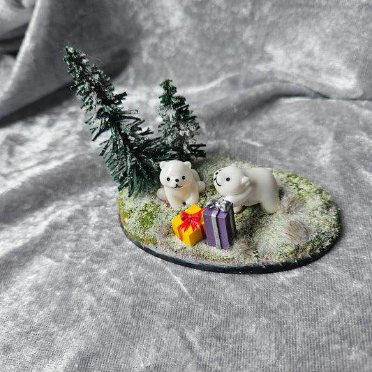 Polar Bear Holiday Scene Diorama