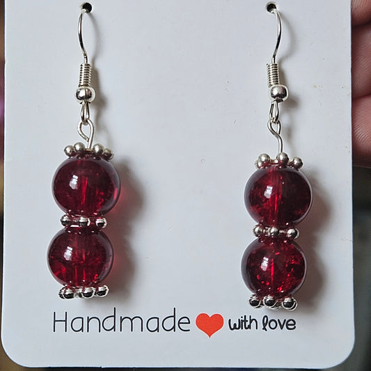 Red Crackle Bead Earrings