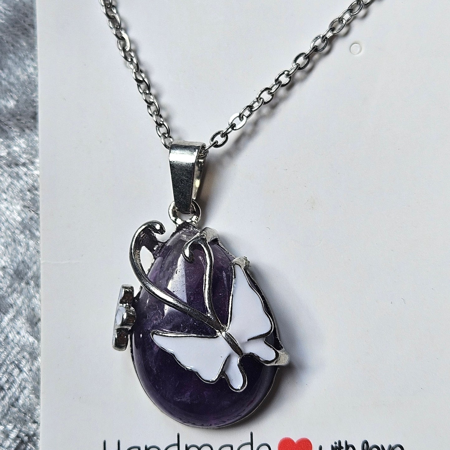 Amethyst and Butterfly Necklace