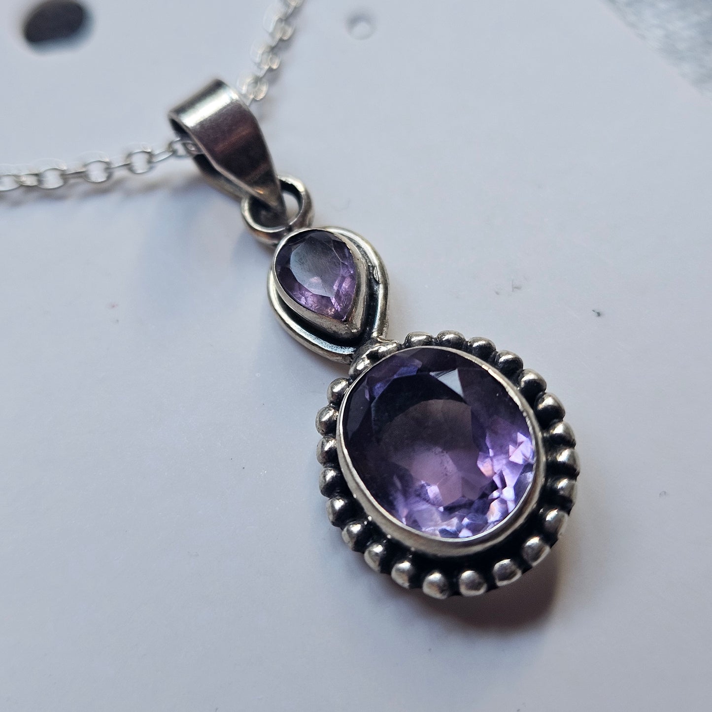 Vintage Sterling Silver Amethyst Necklace