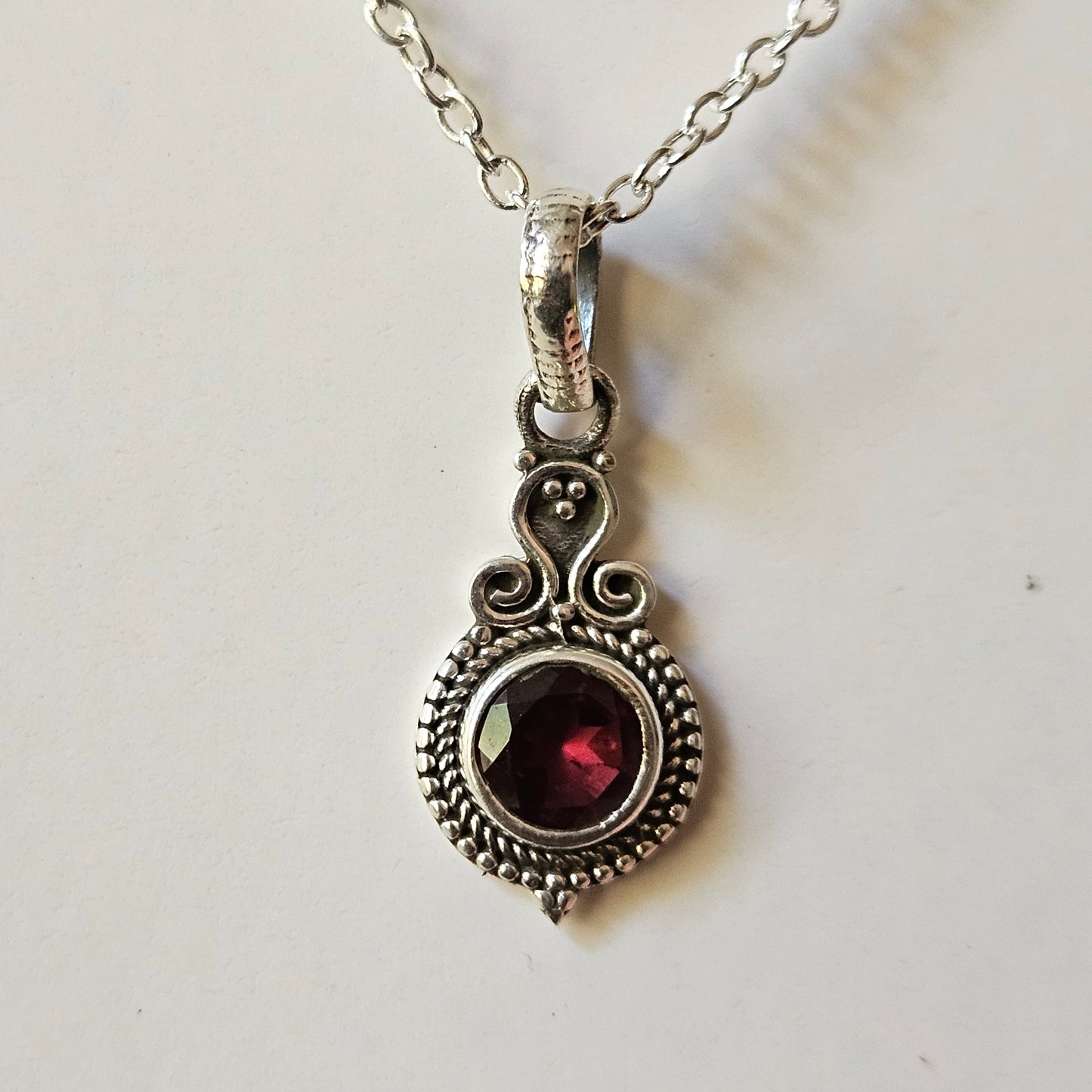 Garnet Sterling Silver Necklace