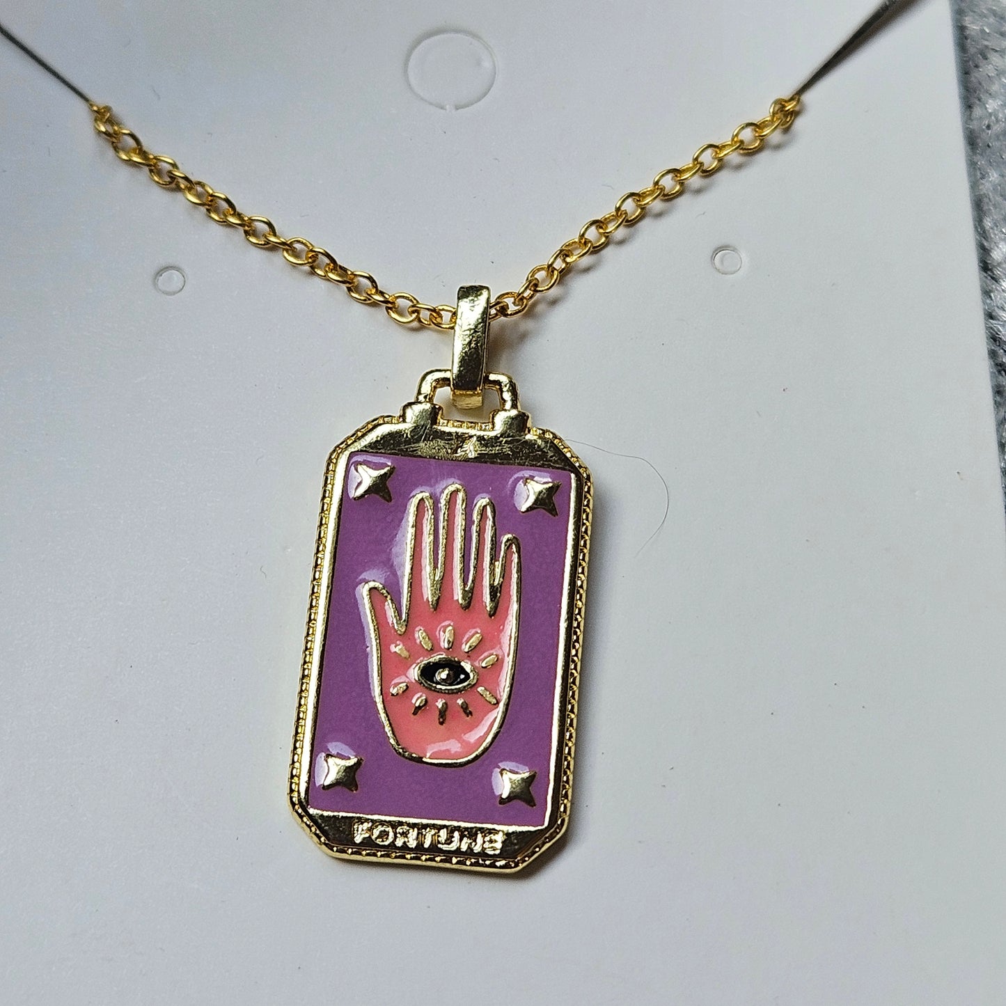Gold Fortune Tarot Card Necklace
