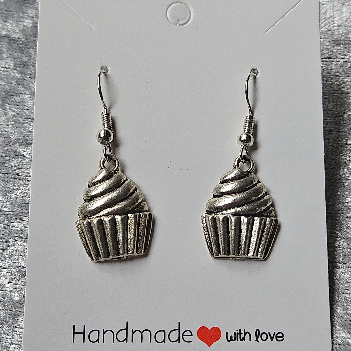 Silver Cupcake Earrings