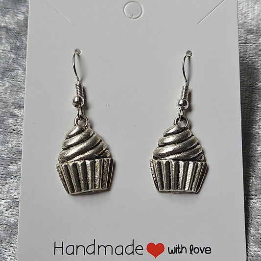 Silver Cupcake Earrings