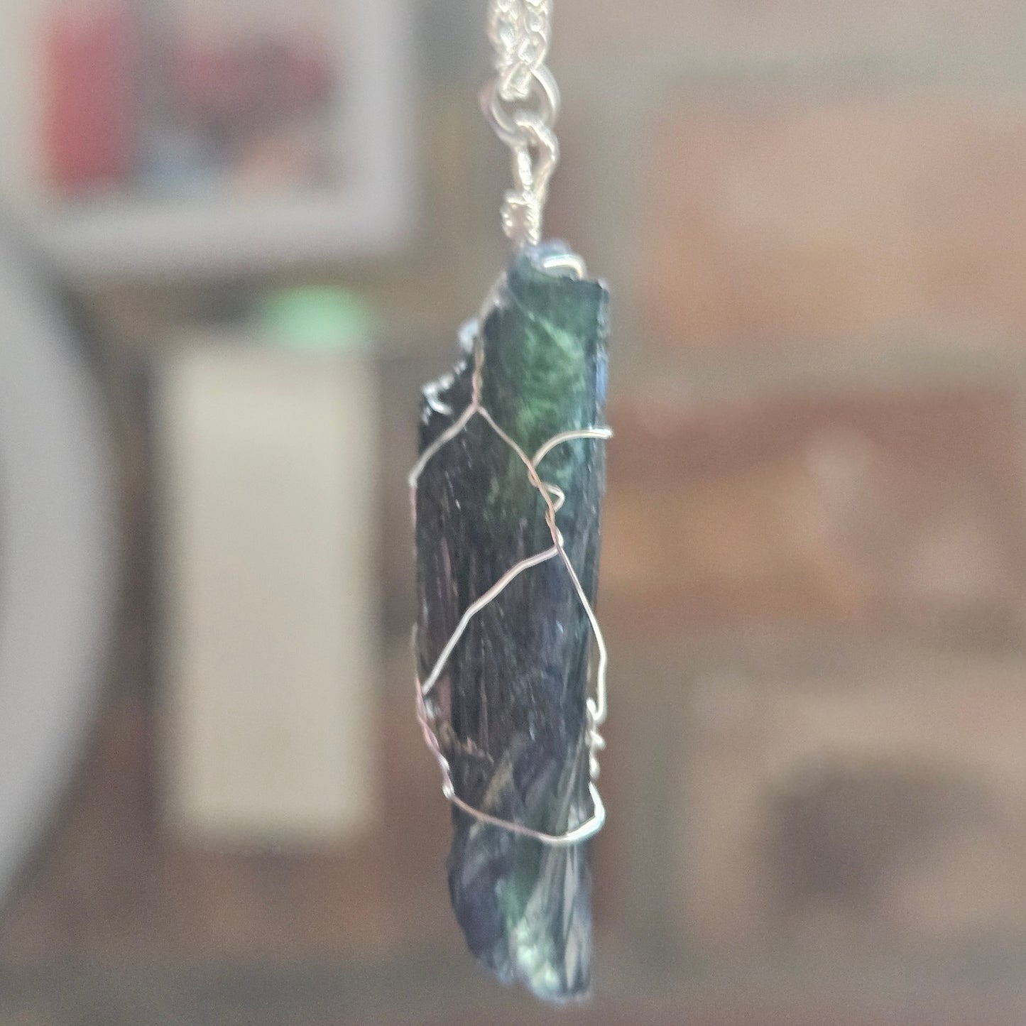 Wire Wrapped Vivianite Necklace