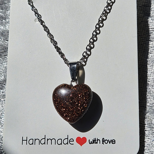Goldstone Heart Necklace