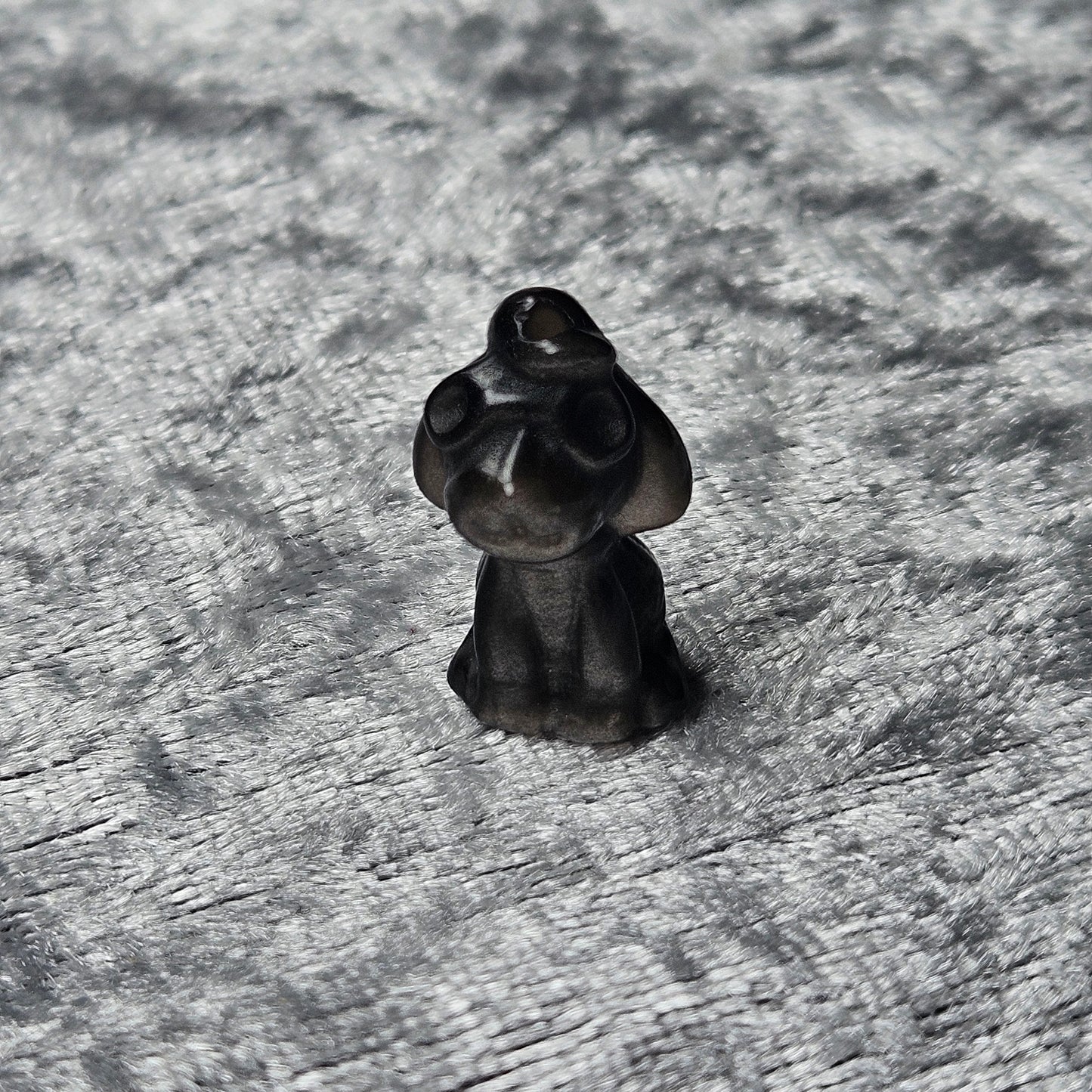 Silver Sheen Obsidian Dog Mini Carving