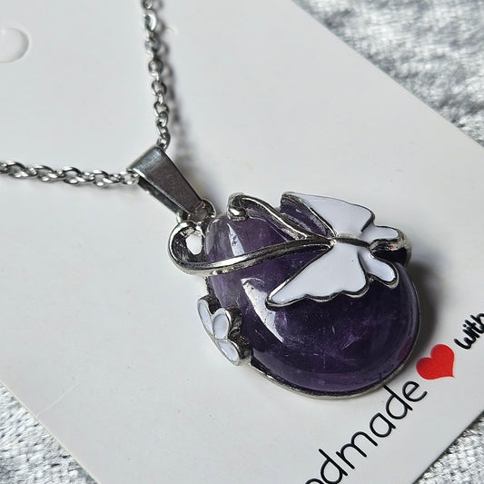 Amethyst and Butterfly Necklace