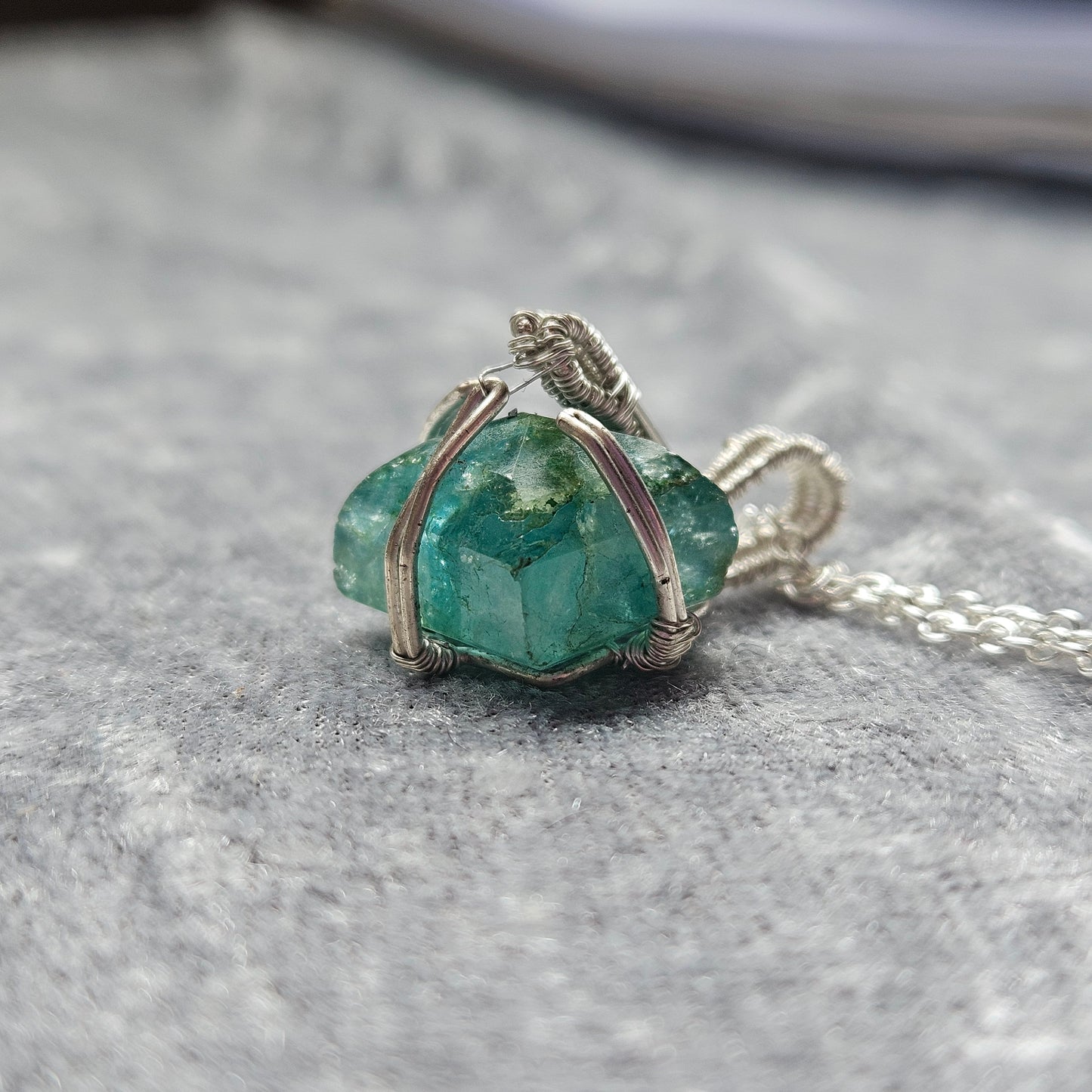 Wire Wrapped Emerald Necklace