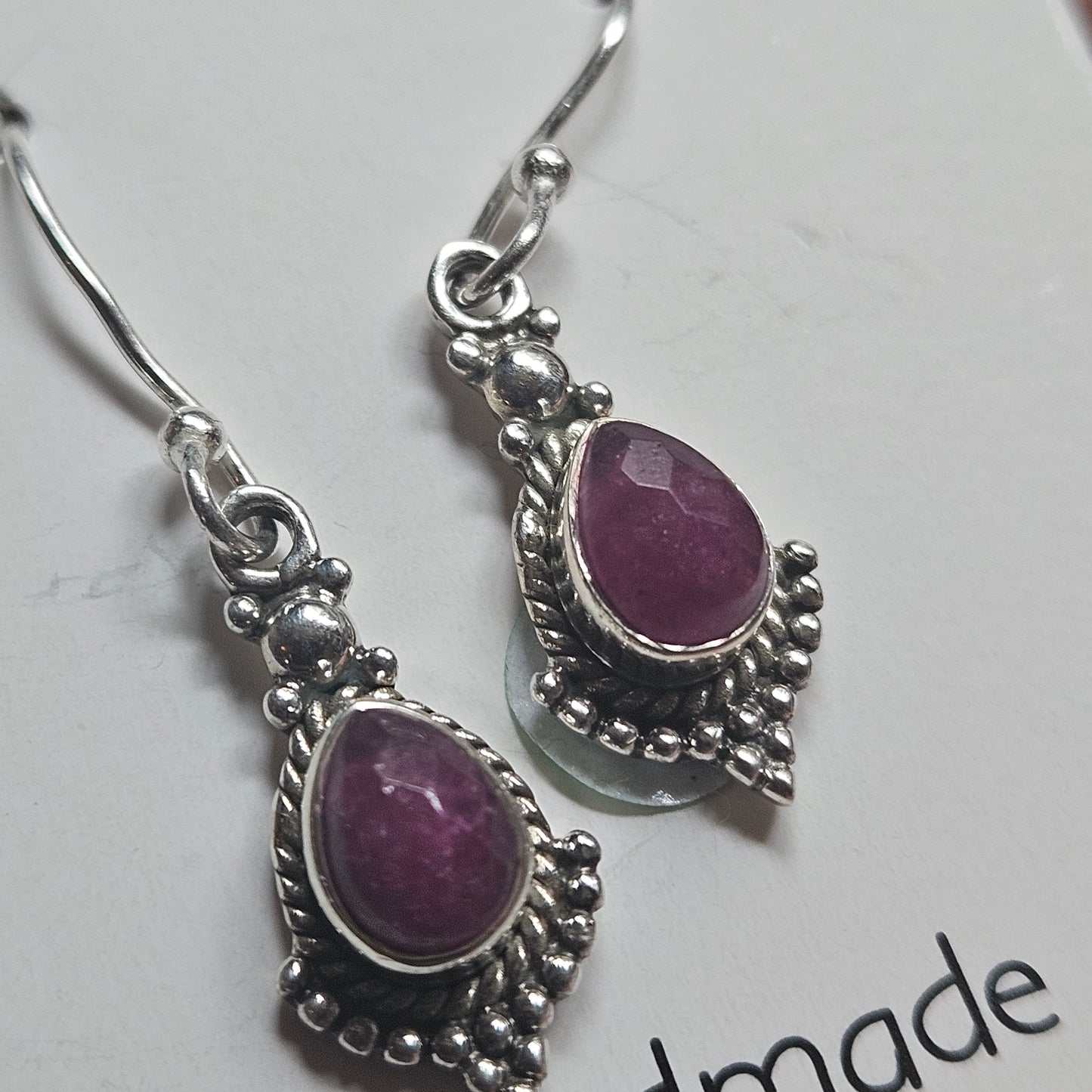 Sterling Silver Ruby Earrings