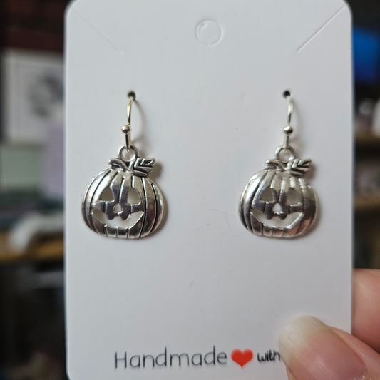 Silver pumpkin earrings