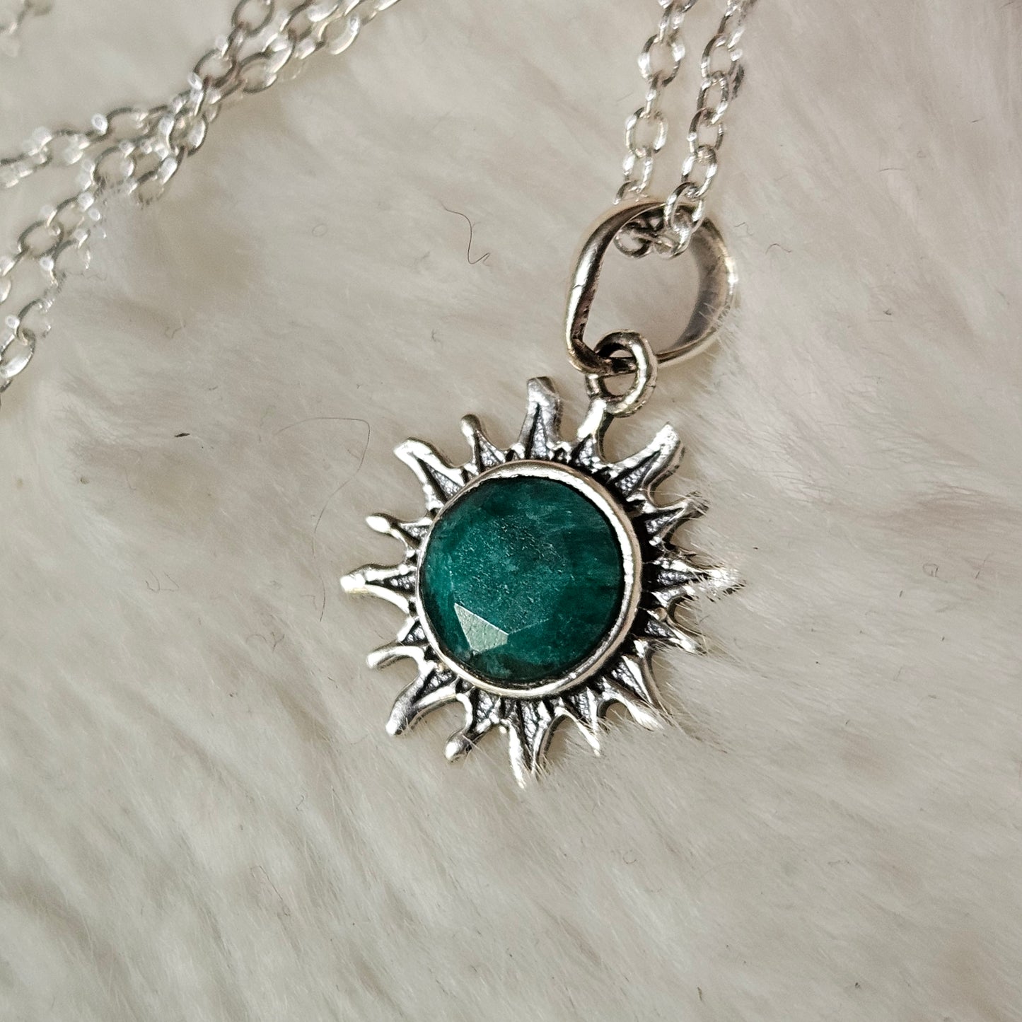 Sterling Silver Emerald Necklace