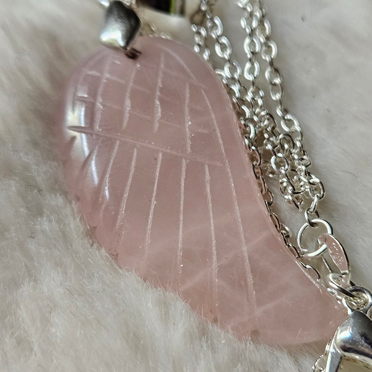 Rose Quartz Wing Necklace