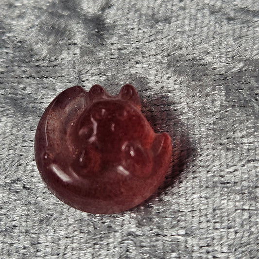 Strawberry Quartz Bunny on a Moon Mini Carving