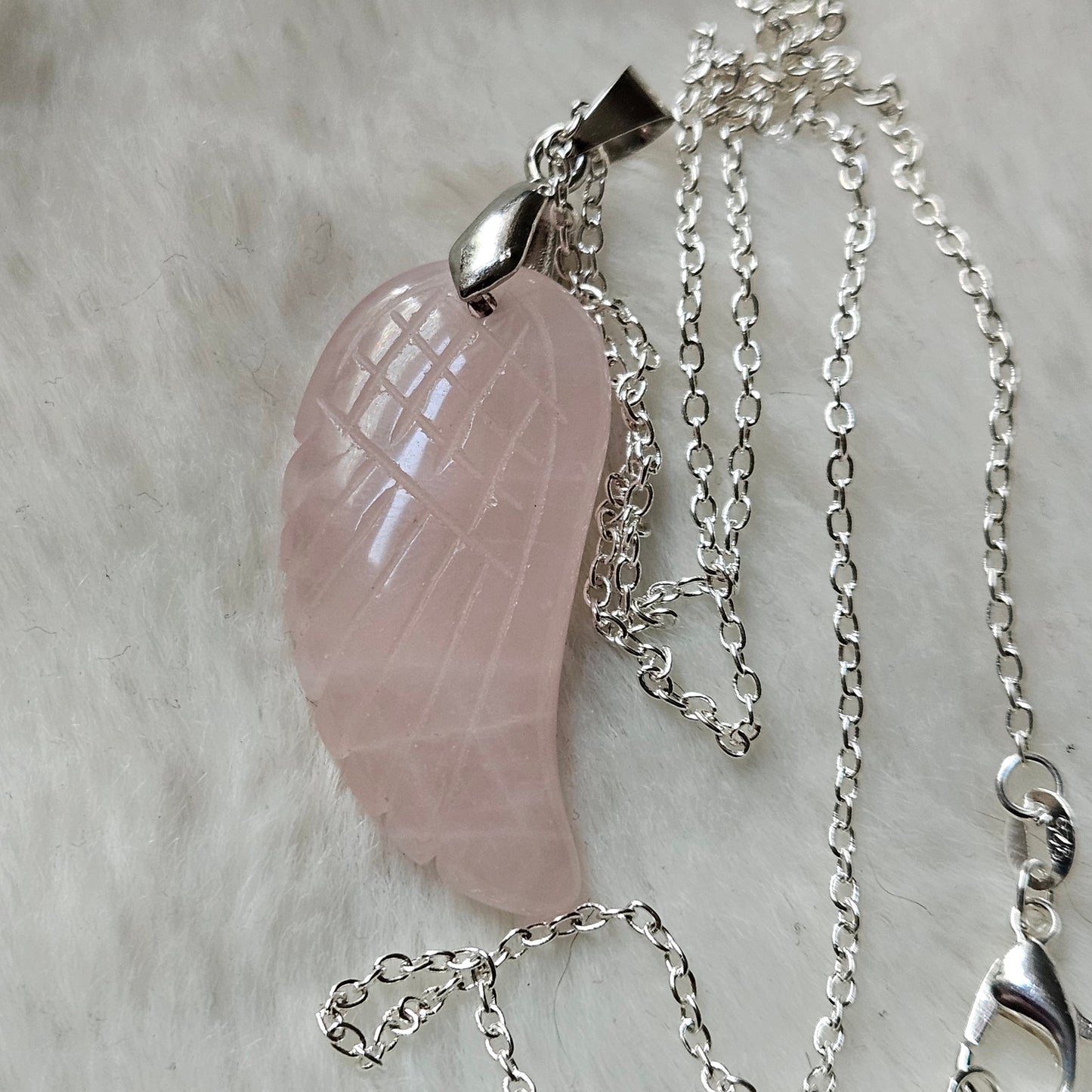 Rose Quartz Wing Necklace