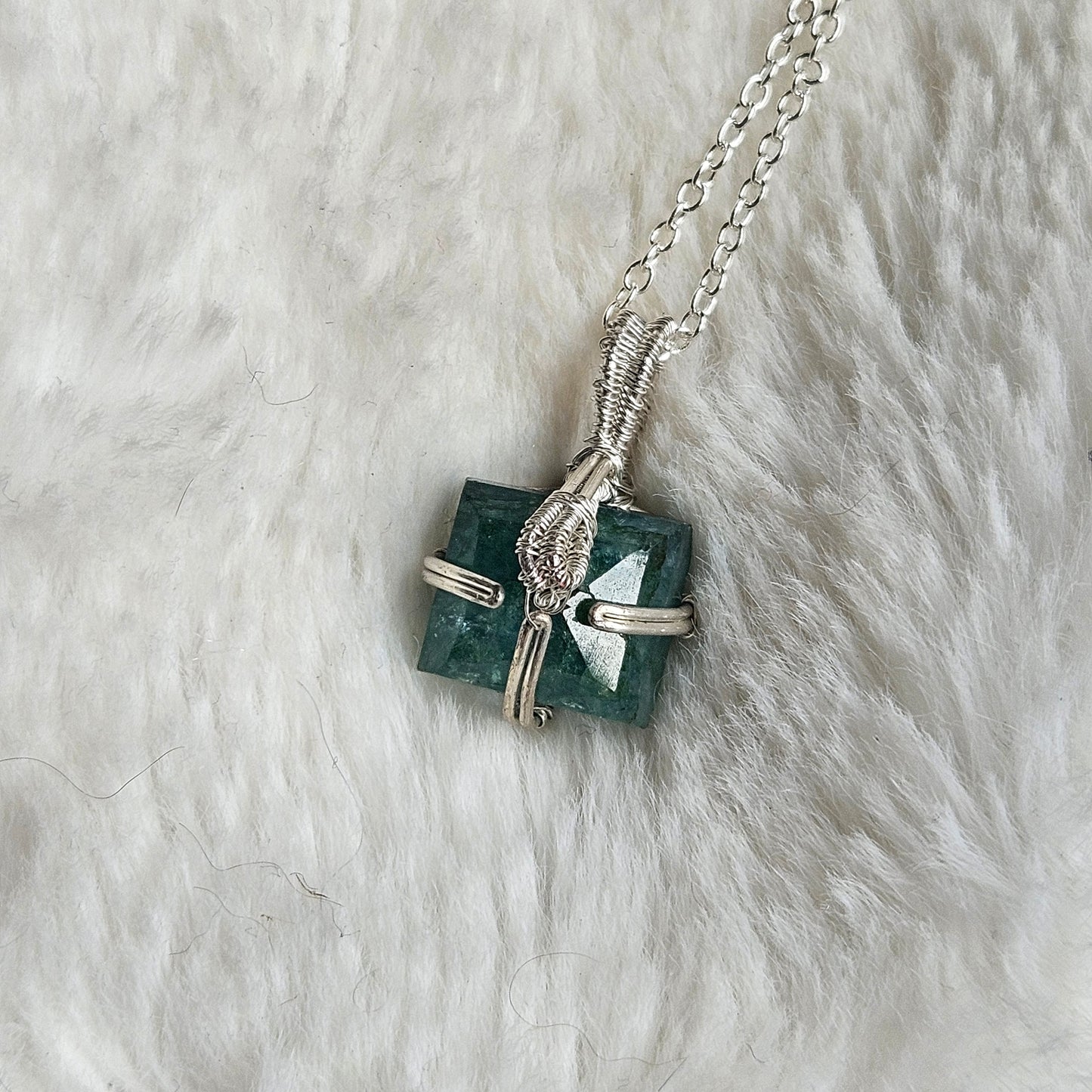 Wire Wrapped Emerald Necklace