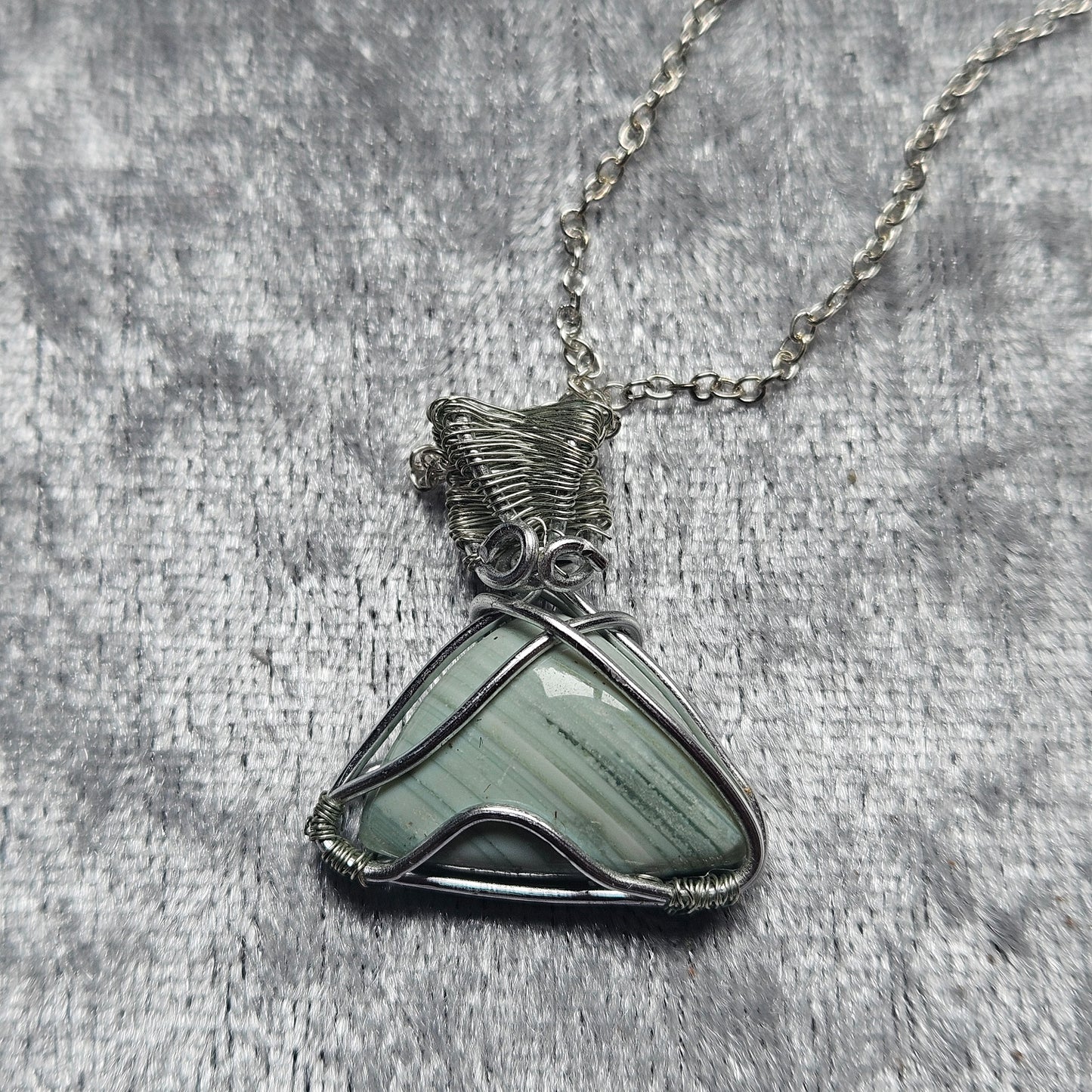 Green Opal Wire Wrapped Necklace