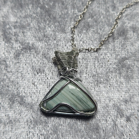 Green Opal Wire Wrapped Necklace