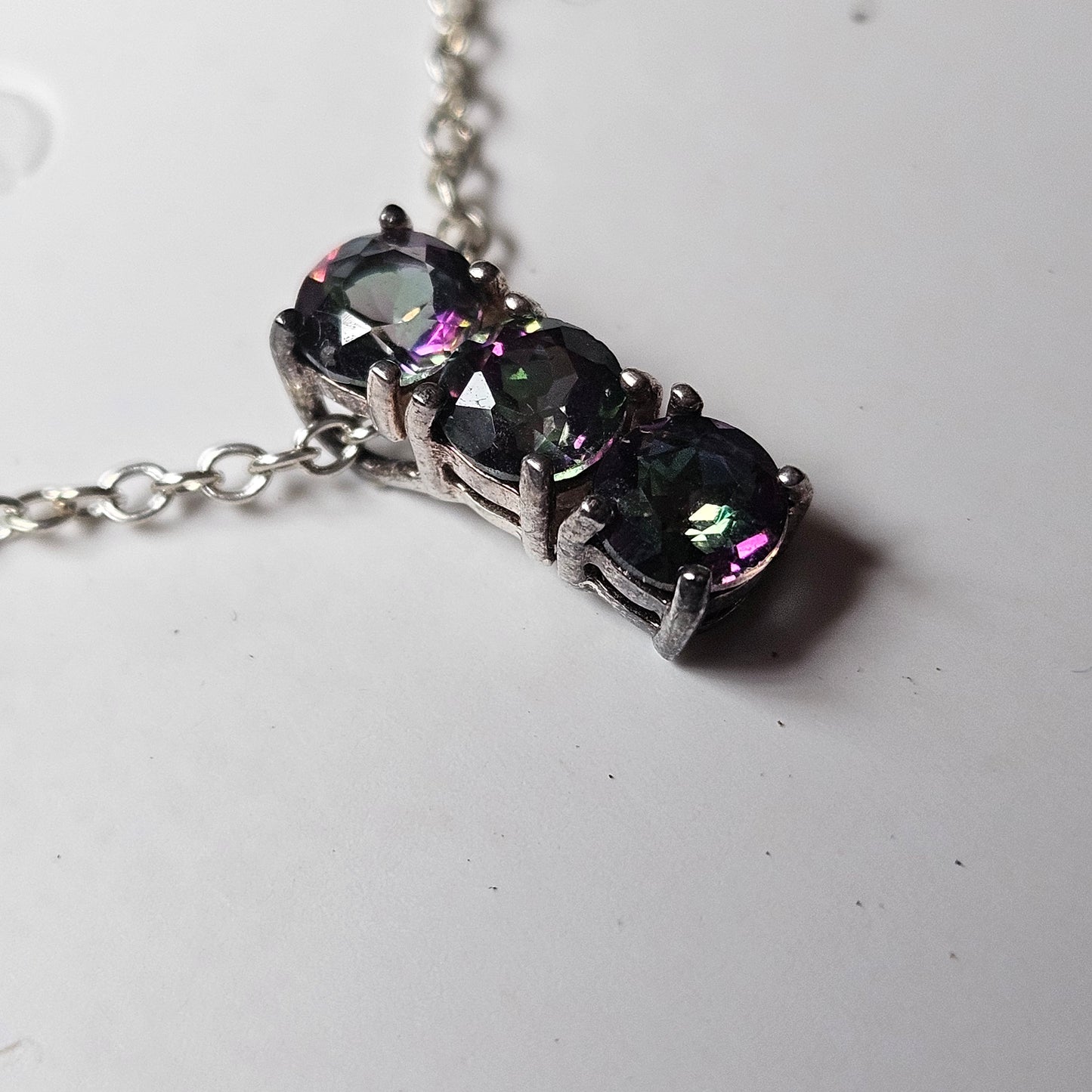 Vintage Sterling Silver Mystic Topaz Necklace